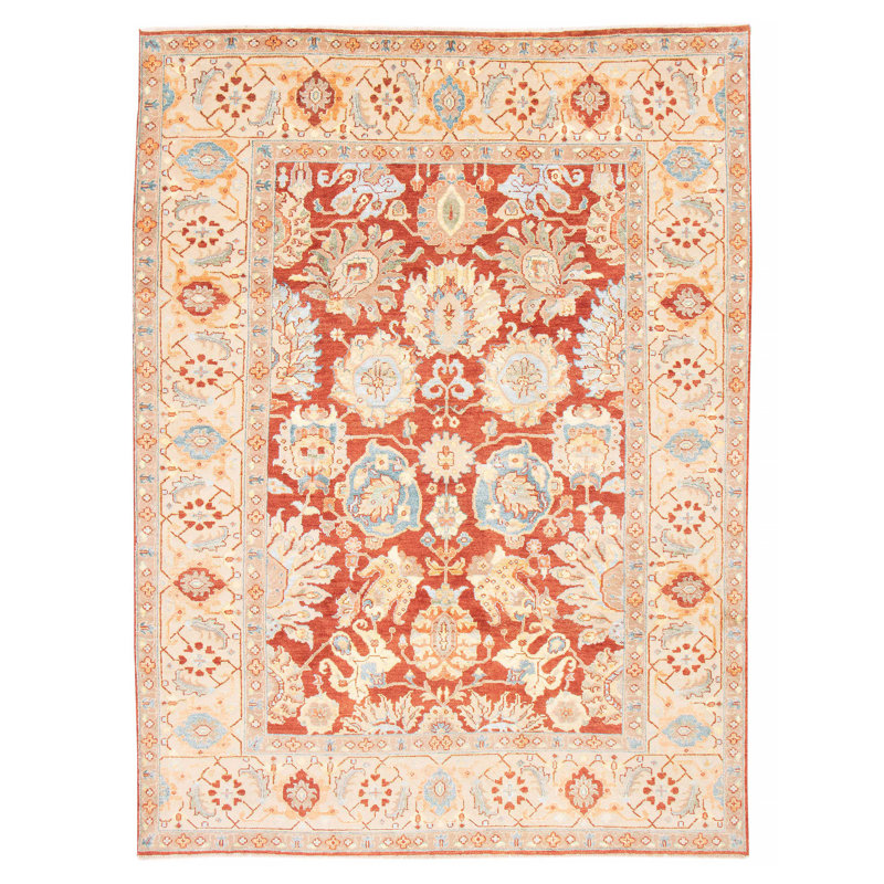 Tapis unique en laine noué à la main 9 pi x 11 pi 8 po nouvel âge en cuivre foncé