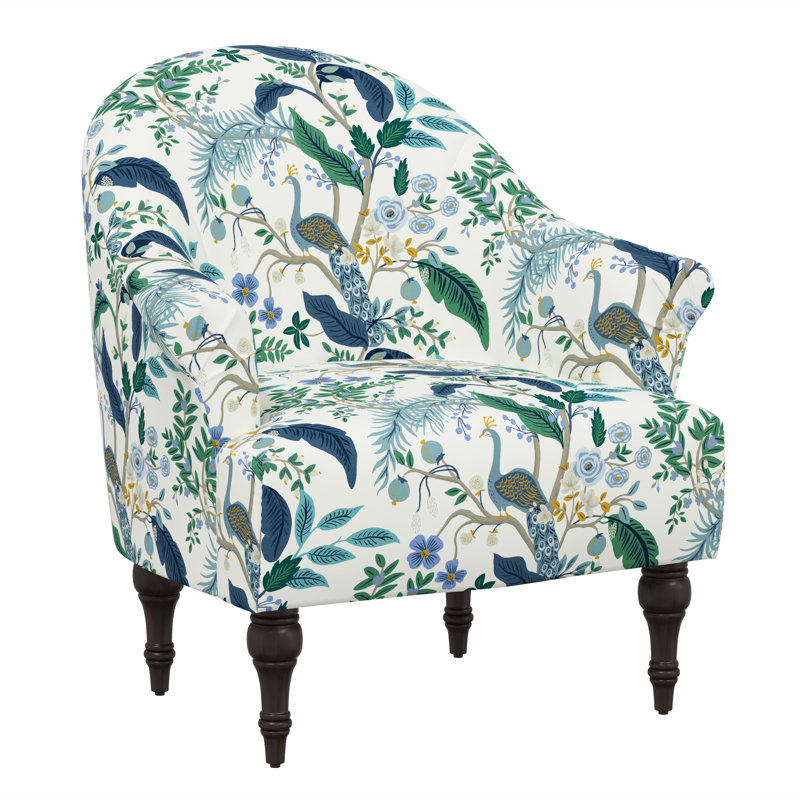 Josephine Chair, Rpc Peacock Blue & White Linen
