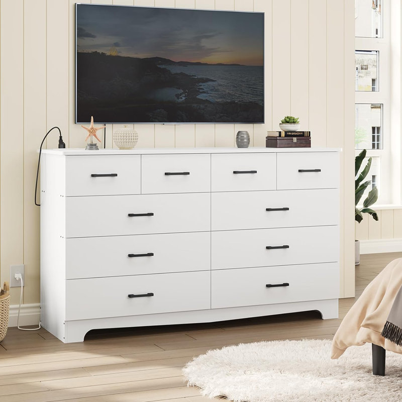 Commode 10 tiroirs Rhineview, Blanc