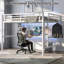 Lit mezzanine double en métal avec bureau intégré et station de charge-1760116708-1758903731