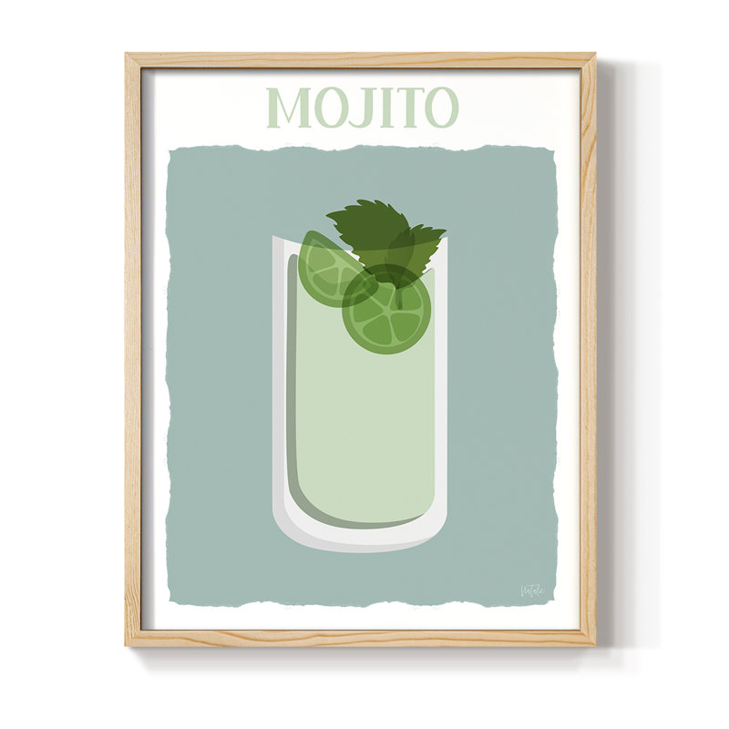 Reproduction encadrée Mojito - bois massif, Naturel, H 11 po x l 9 po