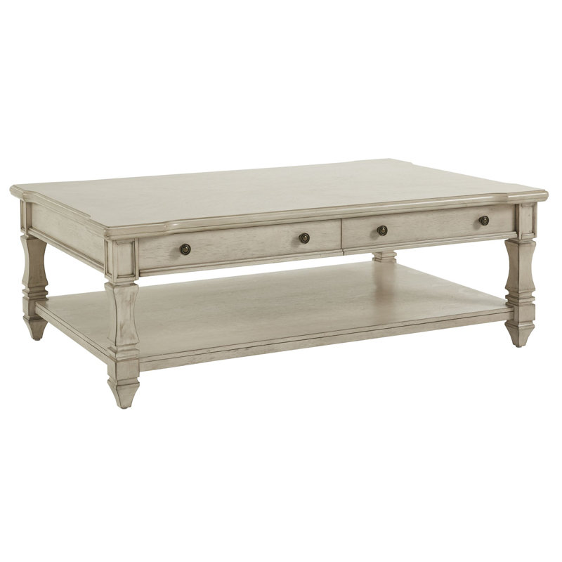 Table basse à 4 pieds avec rangement Django, Blanc antique