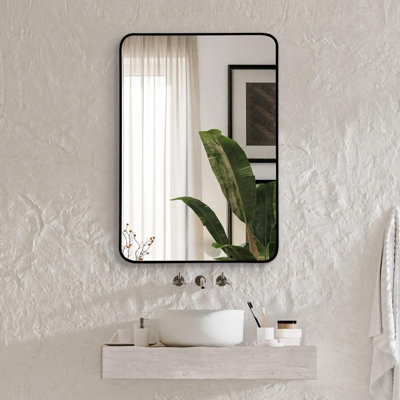 Miroir de salle de bain rectangulaire moderne avec cadre en métal