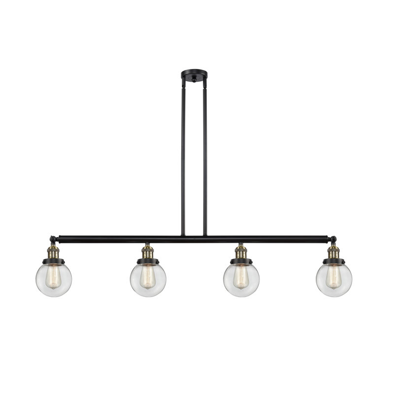 Luminaire suspendu linéaire à 4 lumières pour îlot de cuisine Lorri, H 10,88 po x l 50,63 po x P 6 po, Transparent