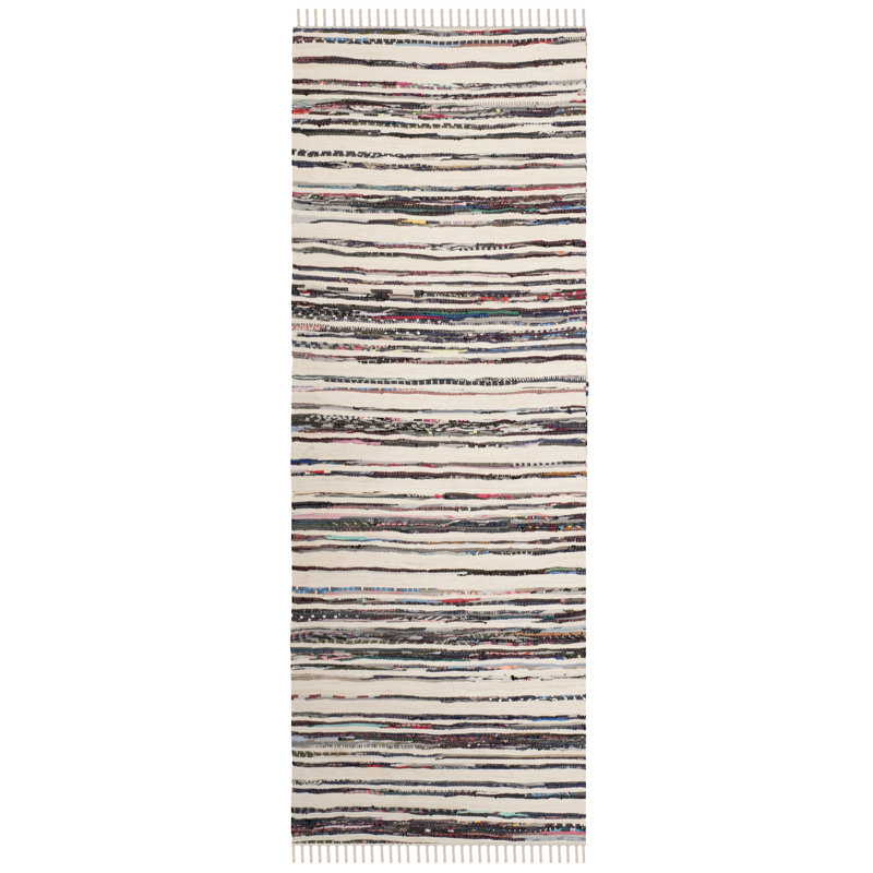 Burnett Rug Hand Woven Cotton Striped Rug, Runner 2'3" x 12'