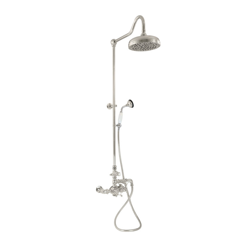 Douche thermostatique apparente et douchette à main de Strom Living, Nickel poli