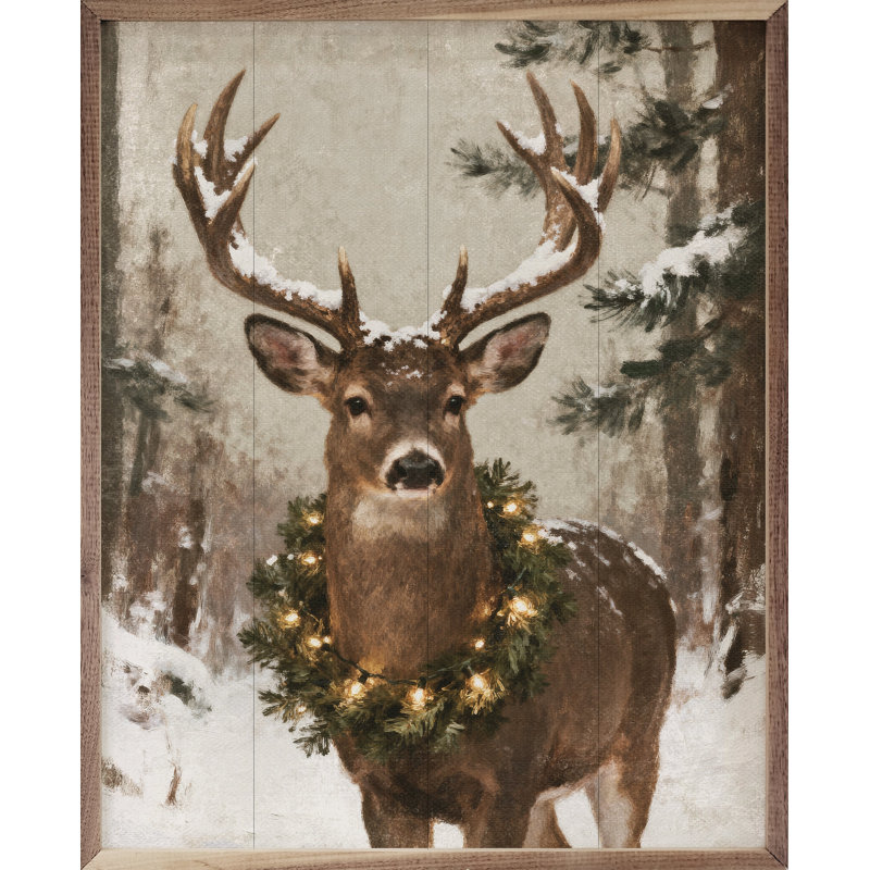 Whitetail Holiday Deer Portrait, H 40 po x l 32 po