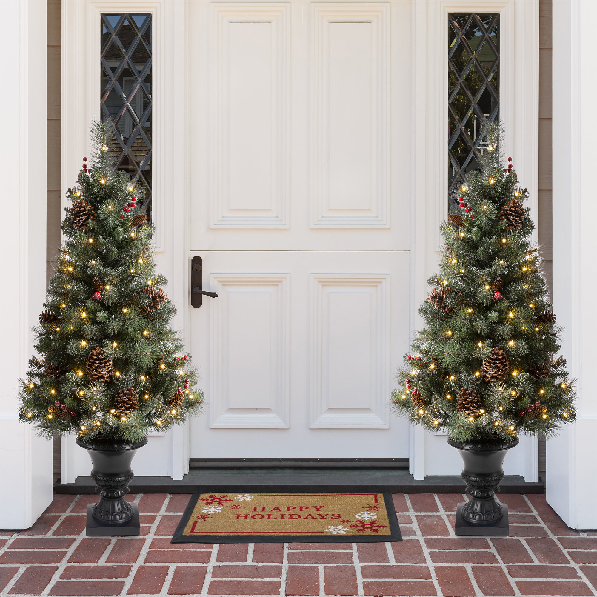 Green Artificial Christmas Tree with Clear/White Lights, 4 ft.