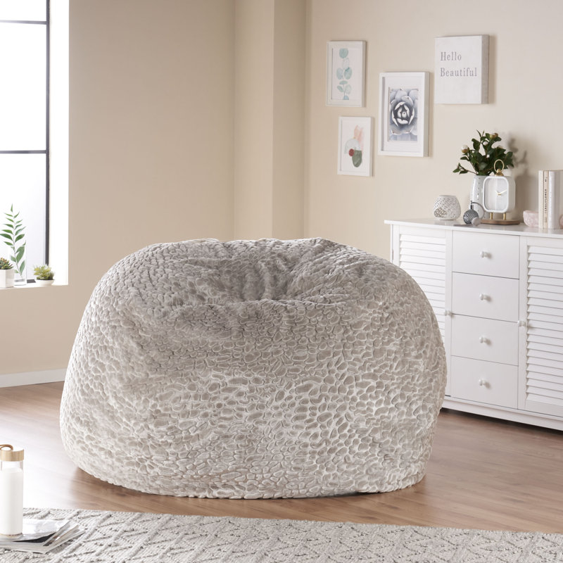 Margot Classic Bean Bag, Gray Pebble Pattern Faux Fur