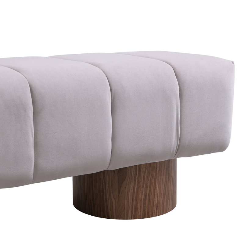 No Upholstered Bench, Gray, 300 Lbs Capacity, Uncompromising Support Gray Velvet Bedroom Seat, Weight No Assembly, Light Gray
