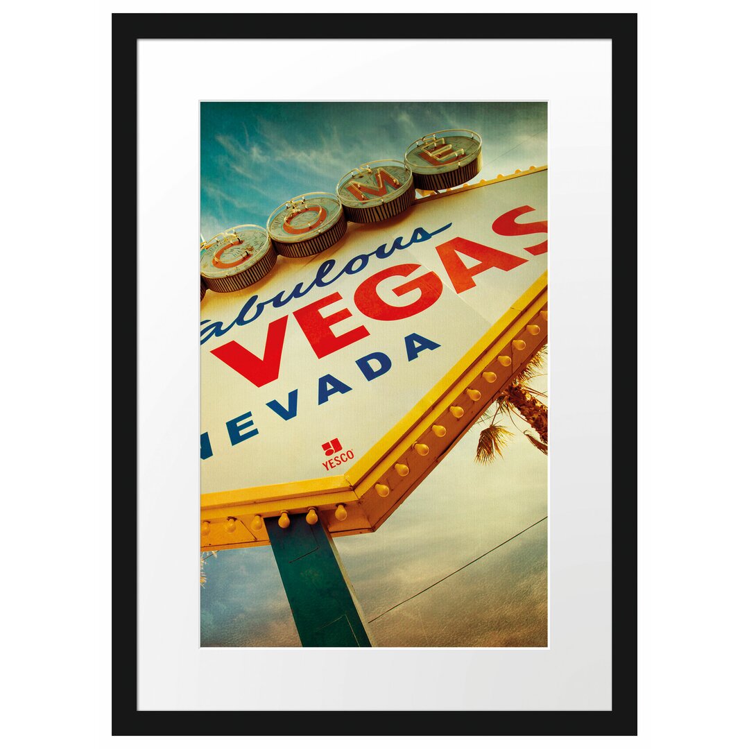 Gerahmtes Poster Las Vegas Retro Look