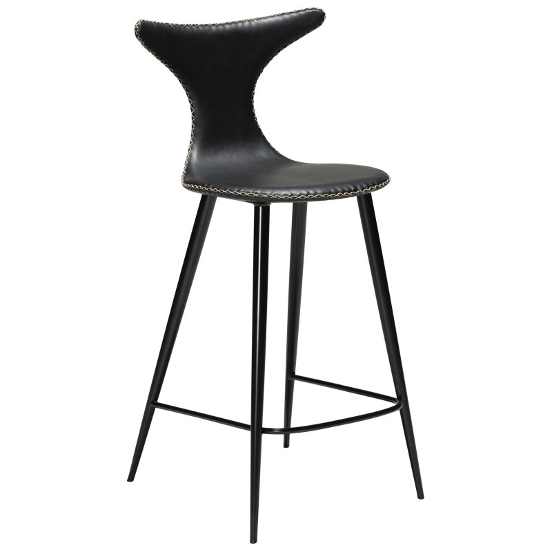 Upholstered Counter Stool with Metal Frame, Black