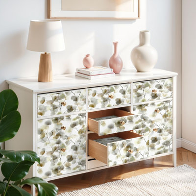 Peel and Stick Wallpaper Contact Paper Contemporary Organic Botanical Print Soft Neutral Tones Self Adhesive and Removable 17.7in x 118in(45x300cm)