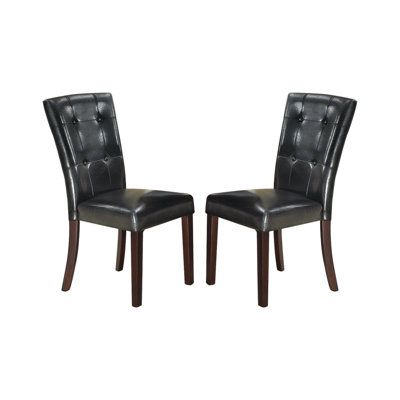 Chaise de salle à manger rembourrée en similicuir, noir (ensemble de 2)