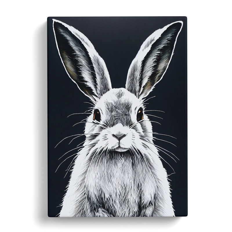 Monochrome Hare No.2 - Wrapped Canvas, 50cm H x 35cm W x 3cm D