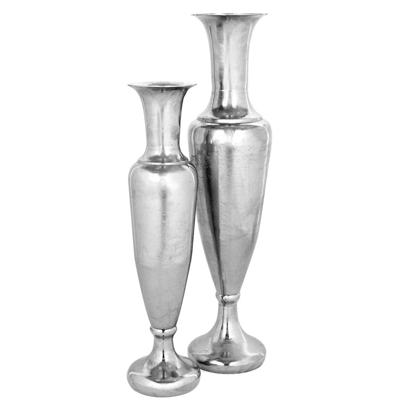Silver Metal Floor Vase, 108cm H x 27cm W x 27cm D