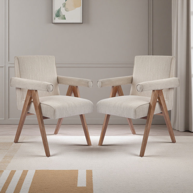 Fauteuil de salle à manger en tissu, Beige