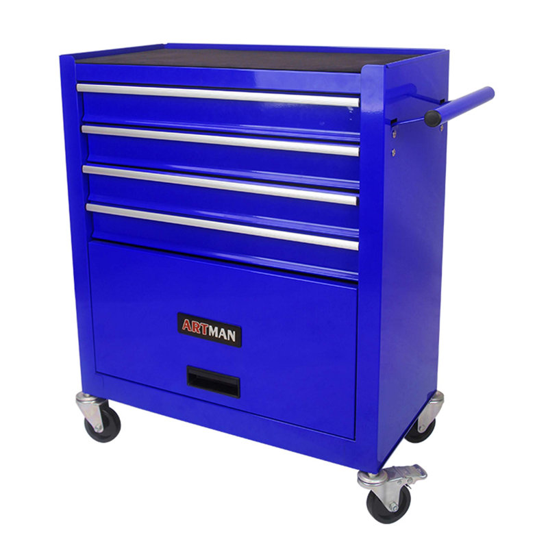Chariot à outils multifonctionnel avec 4 roulettes, Bleu