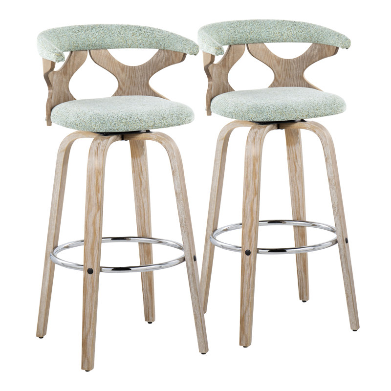 Lakyia Swivel Bar & Counter Stool (Set of 2), Bar Stool (29.25” Seat Height), Seafoam Green