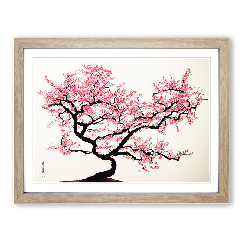 Adorable Cherry Blossom Tree - Single Picture Frame Print, Oak, 46cm H x 64cm W x 2cm D