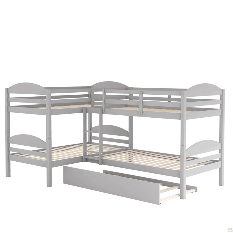 Lit simple en L avec lit gigogne