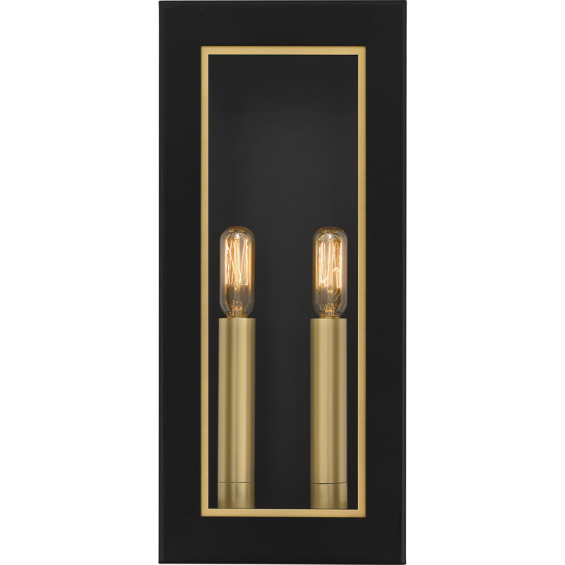 Lanterne murale d'extérieur noir mat 2 lumières Hannis, H 15 po x l 6,5 po x P 5 po