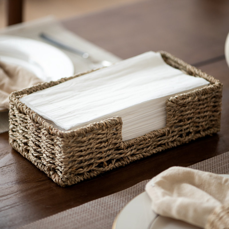 Wicker Napkin Baskets, Seagrass Napkin Holder for Bathroom, Kitchen, Living Room