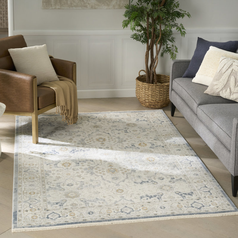 Tapis d'intérieur bleu clair 4 pi x 6 pi Nourison Pardis, Rectangle 4pi x 6 pi