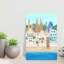 Barcelona Colorful Abstract Palm Tree Architecture Beach Wall Art Print 1 Piece Wrapped Canvas Wall Art-1544673658