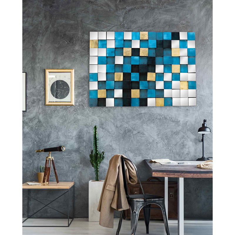 Handmade Glam Abstract Wall Decor on Solid Wood
