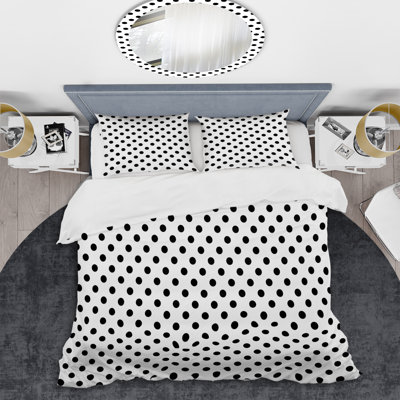 Black Circle Dots Polyester Dots Duvet Cover