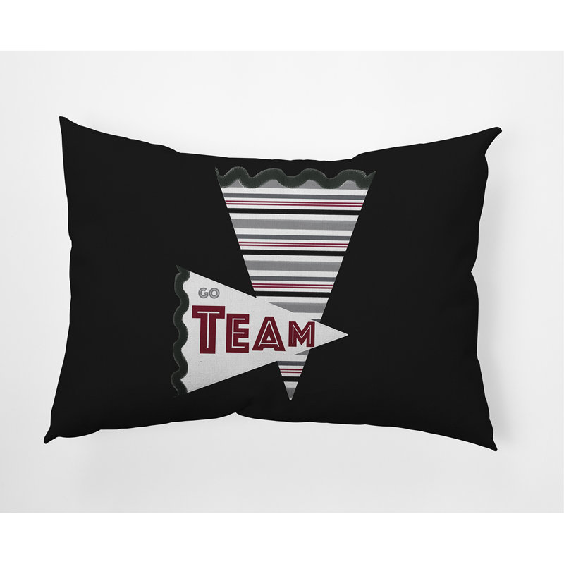  Go Team! Outdoor Rectangular Pillow Cover & Insert, Black