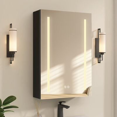 Pharmacie éclairée à DEL sans cadre avec miroir et 2 tablettes réglables Z 20 po x H 29,5 po Zadin