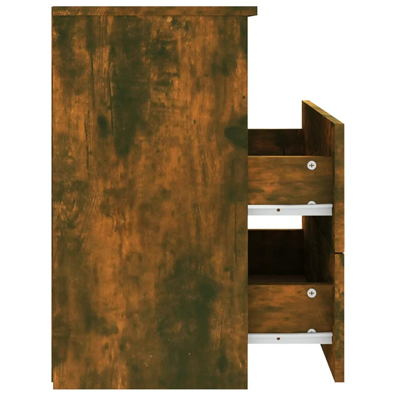 Isia 2 Drawer Bed Cabinet, Smoked Oak, Individual