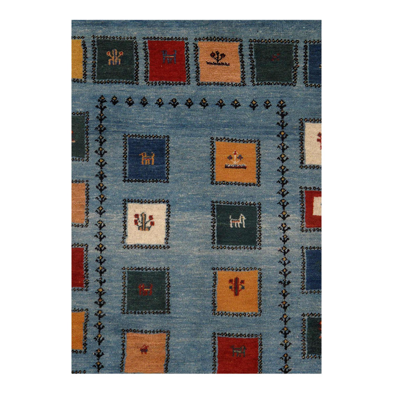 Mckinely Wool Geometric Area Rug in Blue