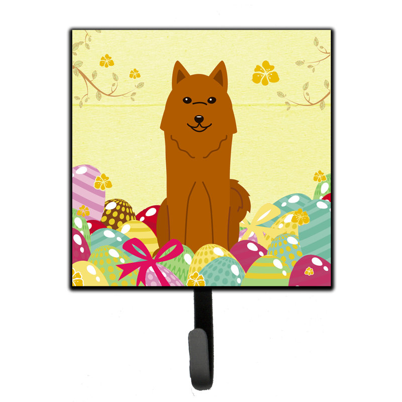 Mcelyea Metal Wall Organizer with Key Hooks, Yellow/Brown/Pink, Karelian Bear Dog