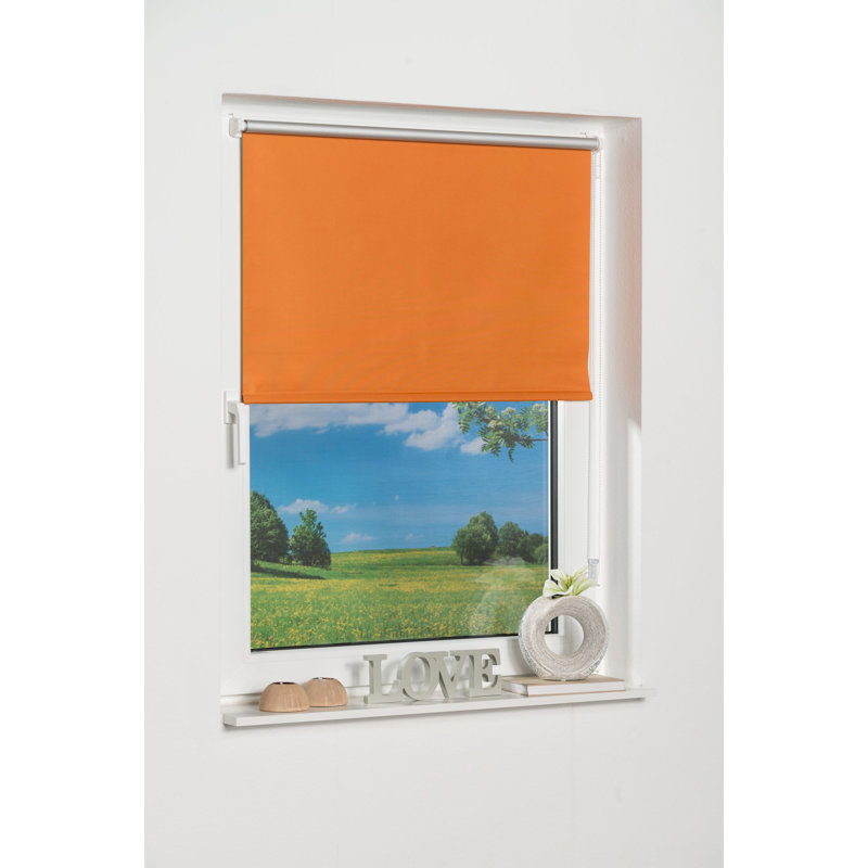 Klemmfix Room Darkening Roll-Up Blinds, 150 cm L x 50 cm W , Orange