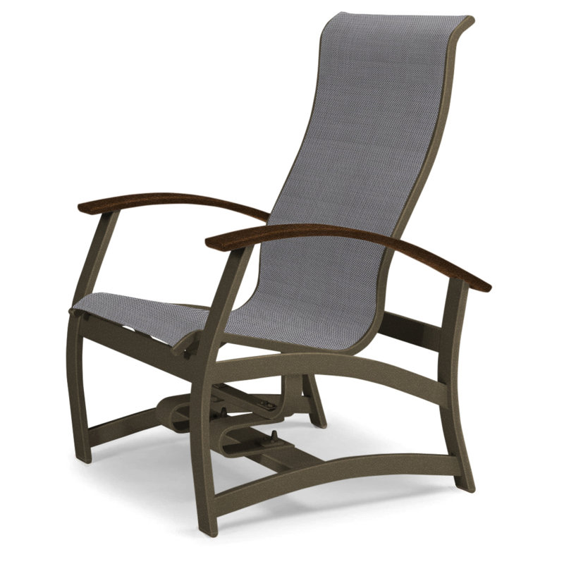 Askar Swivel Powder Coated Aluminum Outdoor Lounge Chair, Titanium Sunbrella®, Kona P10, Textured Beachwood