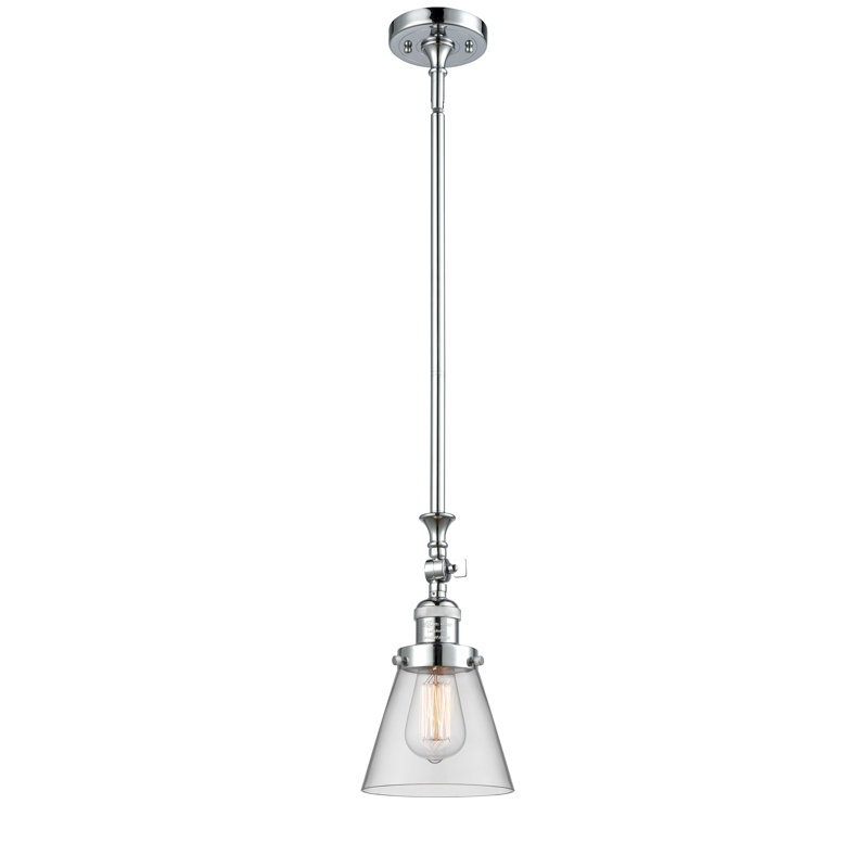 Luminaire suspendu conique 1 lumière Hannan, Transparent, Noir mat, Aucune ampoule incluse