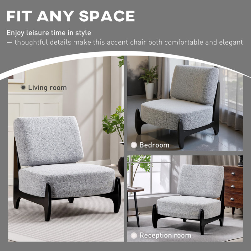 Ebern Designs Accent Chair, Bedroom Chair with Wide Seat, Wood Frame ...