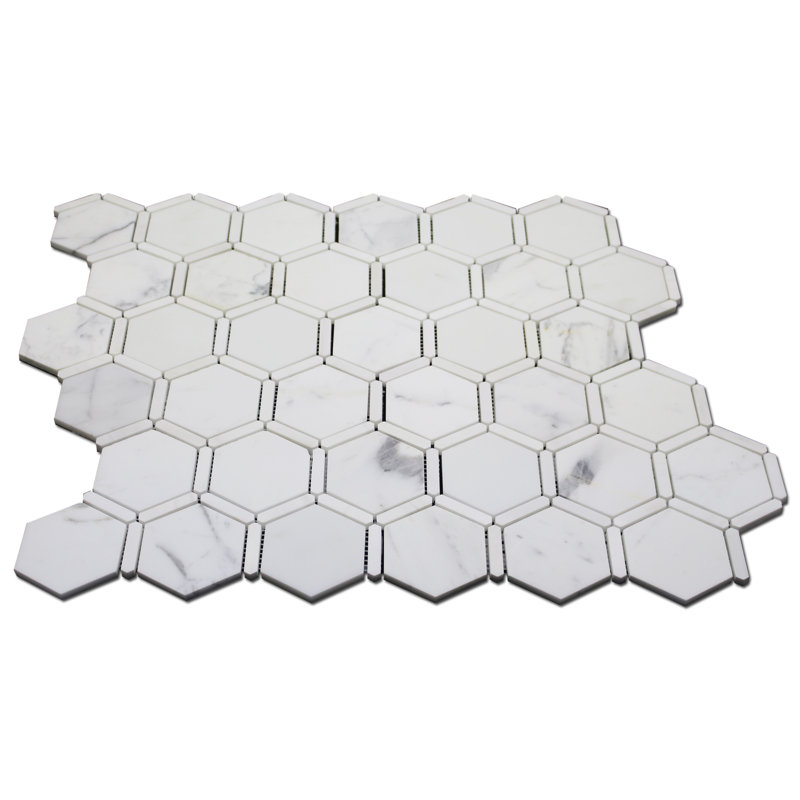 3" HONEYCOMB MOSAIC w FRAME, Calacatta/Dolomite