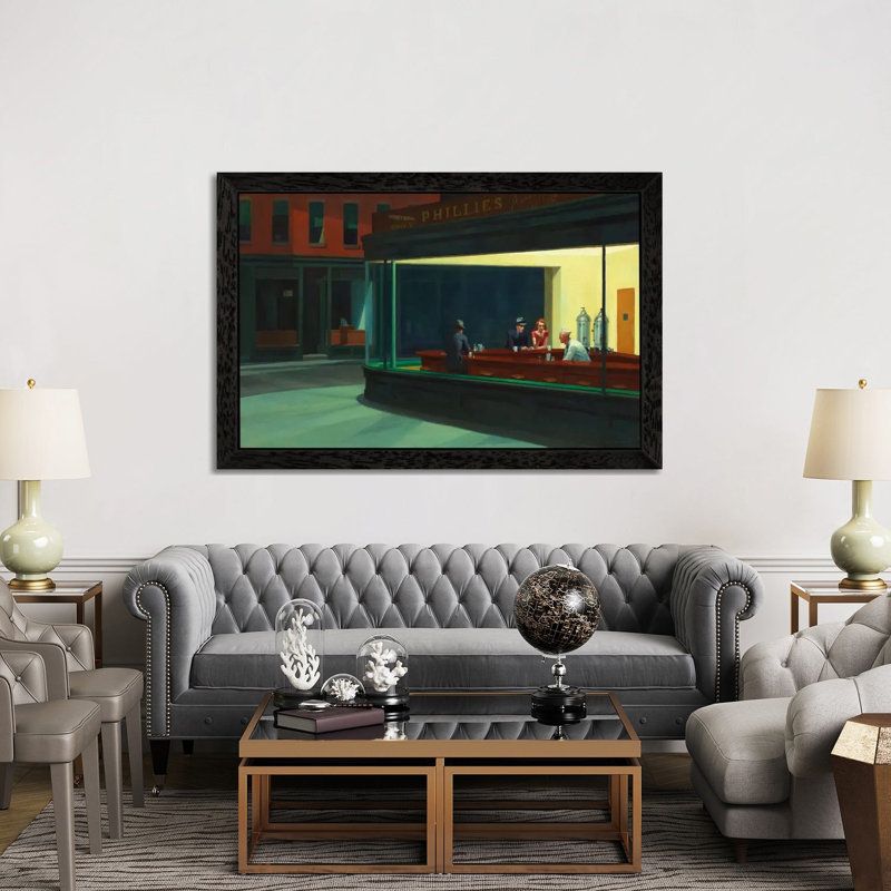 Nighthawks, 1942 by Edward Hopper - Painting on Canvas, 101.6 cm H x 66.04 cm W x 3.175 cm D, No Frame