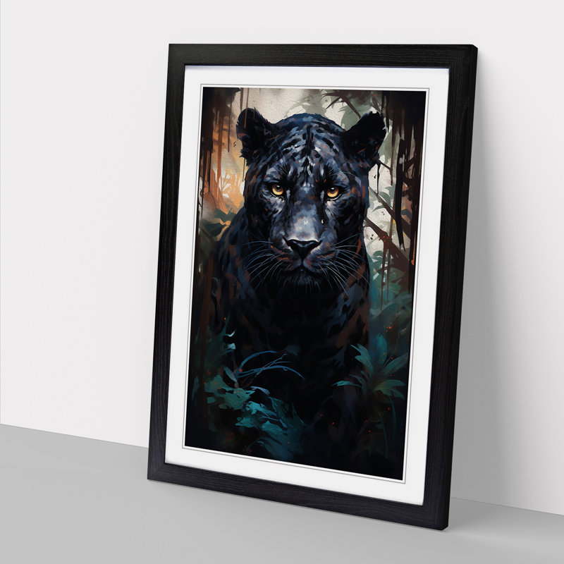 Panther Conceptual - Single Picture Frame Print on Wood, Black Framed, 64cm H x 46cm W x 2" D