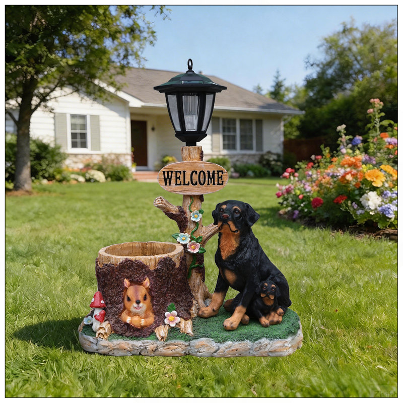 Statue jardinière Rottweiler