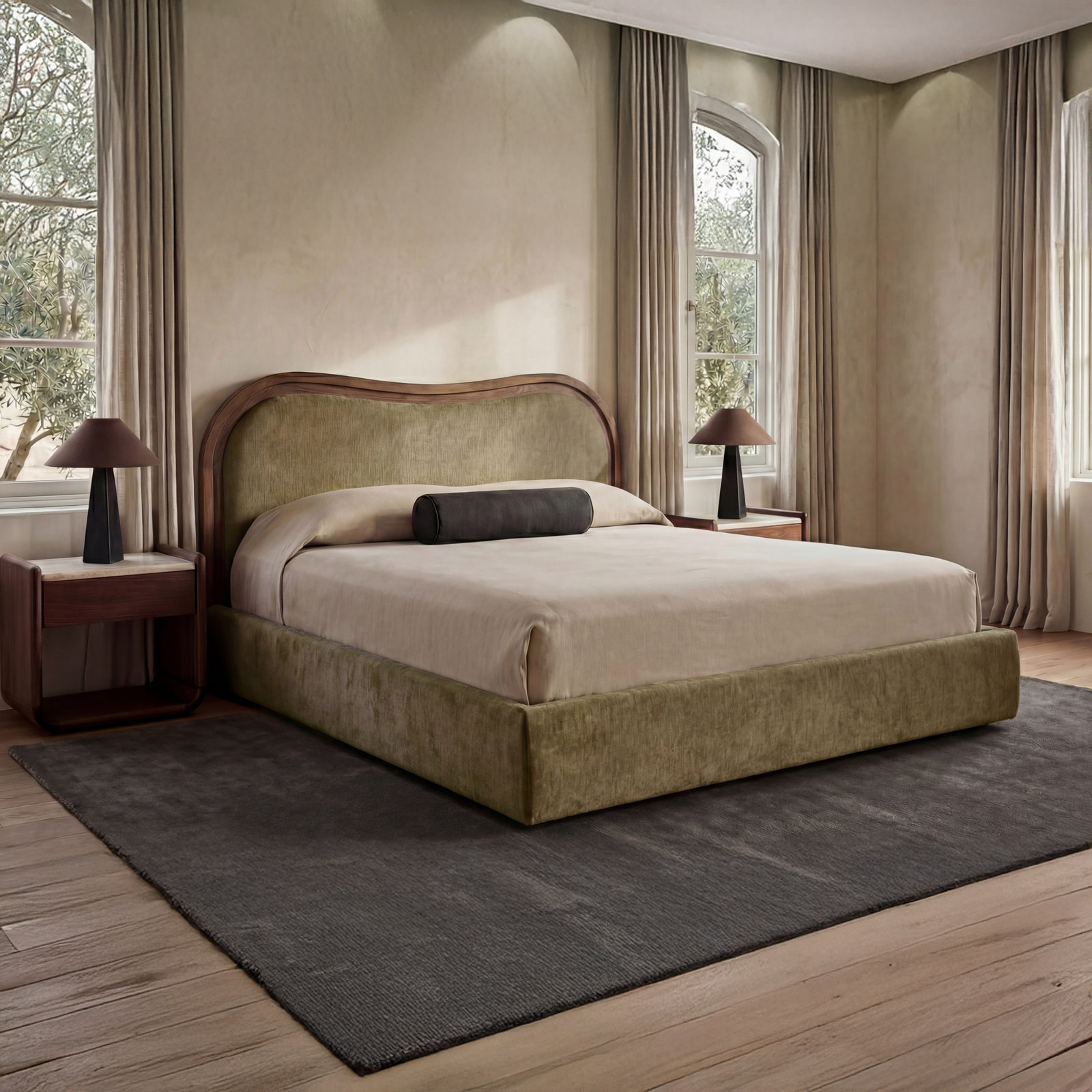 Truly Sleigh Bed, King, Green