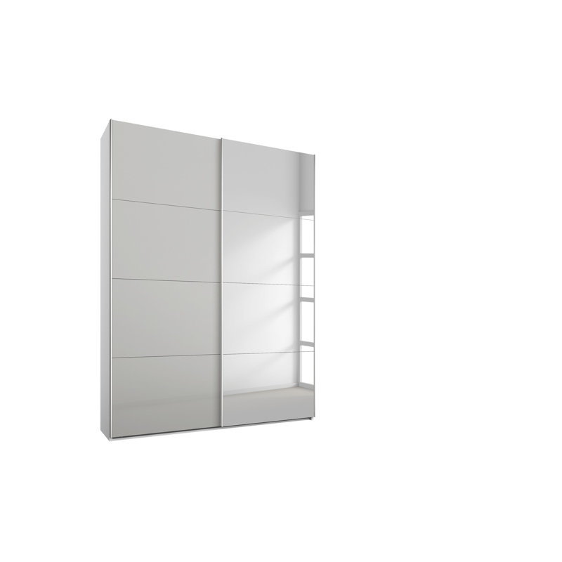 Stuttgart 2 Hinged Door Wardrobe Mirror INCL. Delivery and Assembly, Alpine White/Silk Grey, H210 x W136 x D62cm