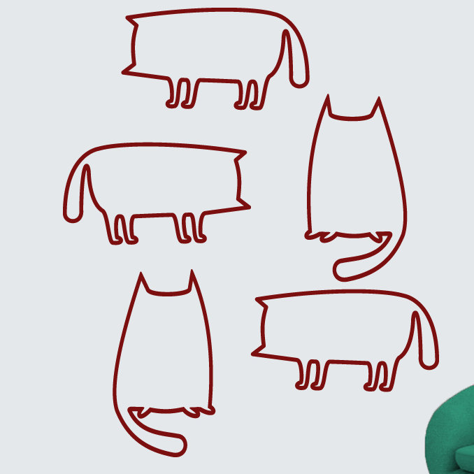 Ensemble d’adhésif décoratif 5 pièces contours de chat, Canneberge