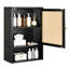 Armoire de salle de bain murale avec portes en rotin et tablette réglable, armoires à pharmacie en bambou au-dessus de la toilette-1178893244