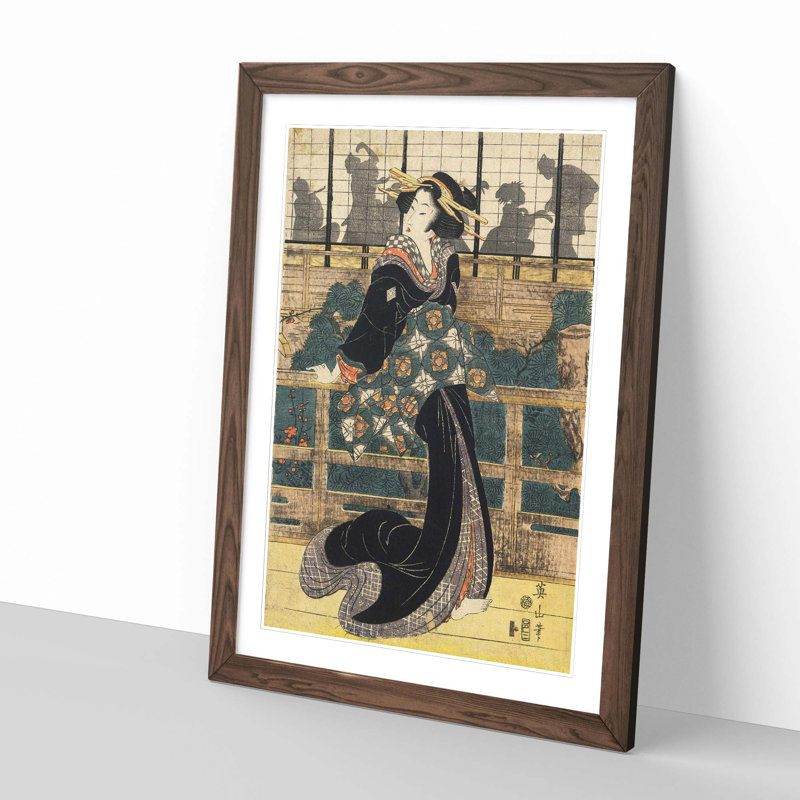 Japanese Oriental (1) by Eizan Kikukawa - Framed Print, Walnut