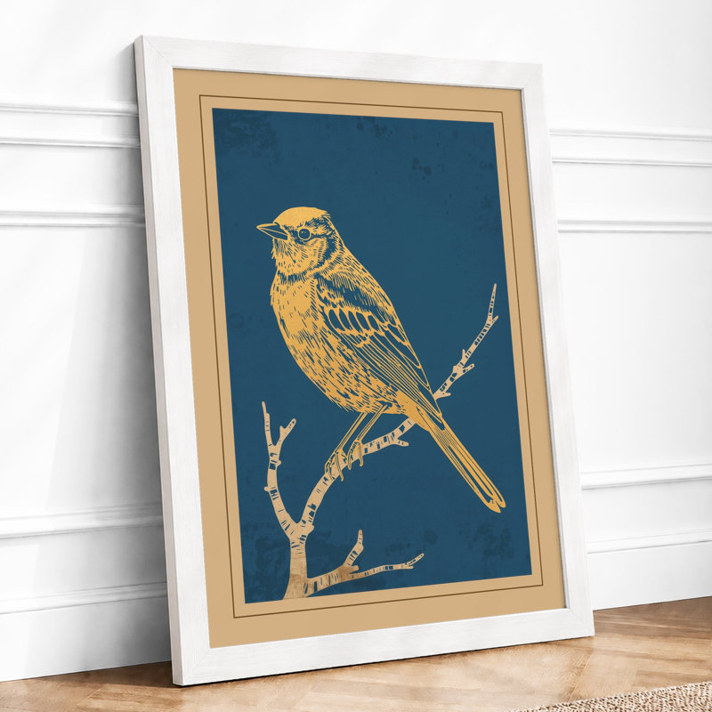 Songbird On Branch Japandi - Print, A3 - 42.0 x 29.7 cm, White